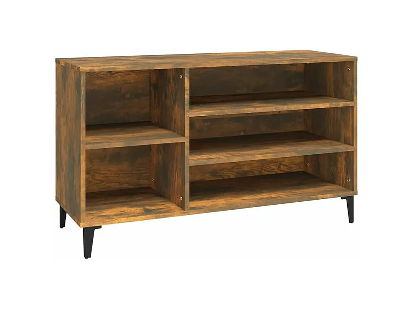 Meuble à chaussures Briko – Style et rangement optimal-Couleur Chêne brun-Modèle de pieds Noir fin