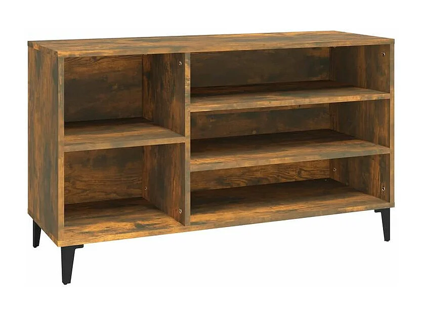 Meuble à chaussures Briko – Style et rangement optimal-Couleur Chêne brun-Modèle de pieds Noir fin