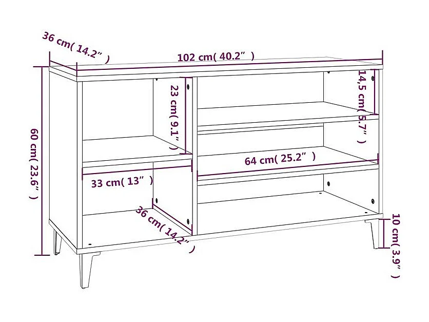 Meuble à chaussures Briko – Style et rangement optimal-Couleur Chêne brun-Modèle de pieds Noir fin