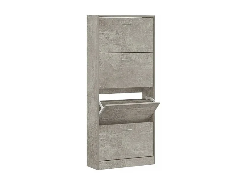 Armoire à chaussures en bois Puerto L63xH147xP24 – 4 portes rabattables-Couleur Gris béton