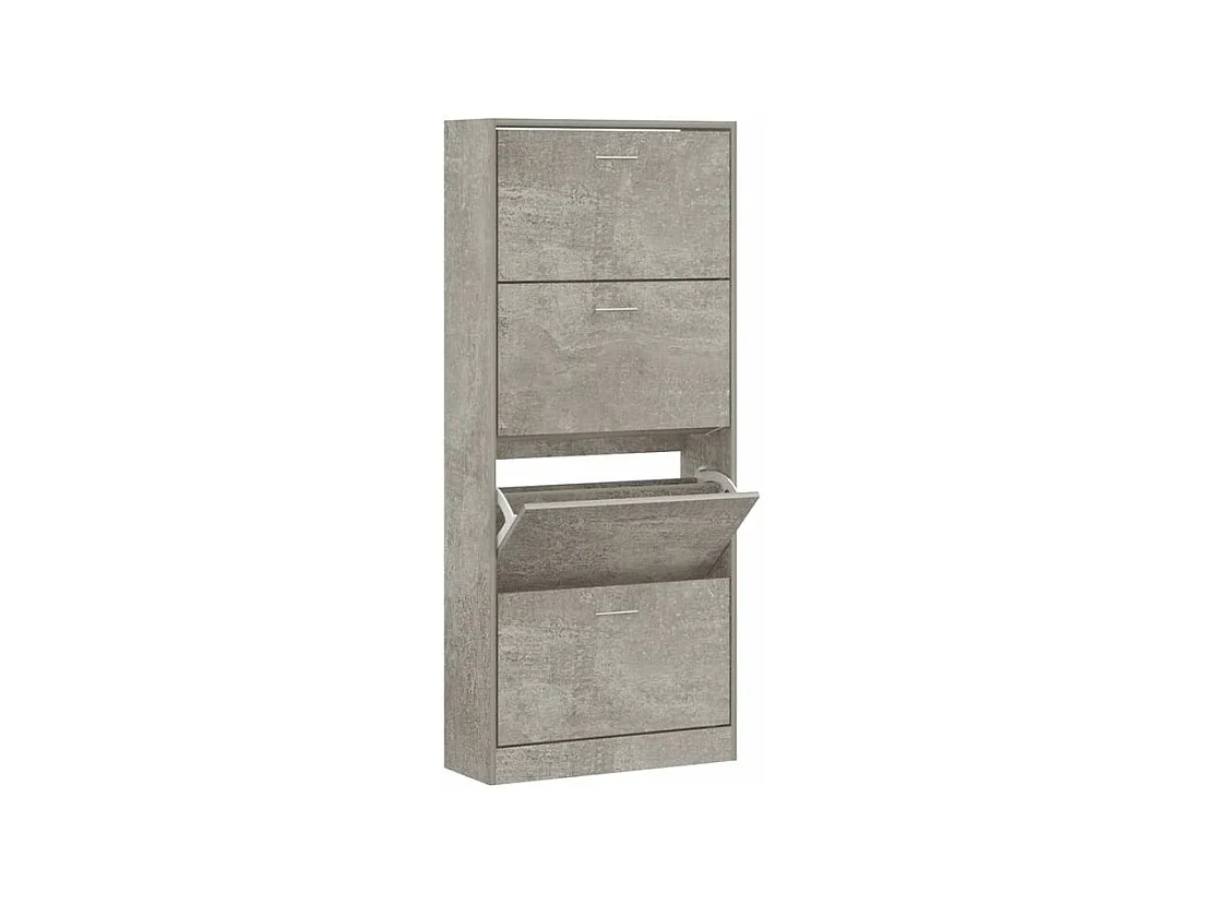 Armoire à chaussures en bois Puerto L63xH147xP24 – 4 portes rabattables-Couleur Gris béton