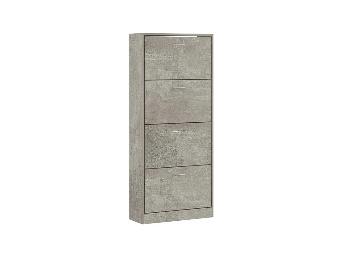 Armoire à chaussures en bois Puerto L63xH147xP24 – 4 portes rabattables-Couleur Gris béton