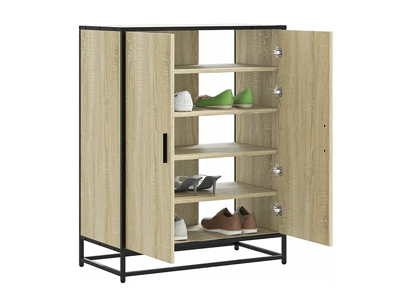 Armoire à chaussures chêne sonoma bois d'ingénierie et métal