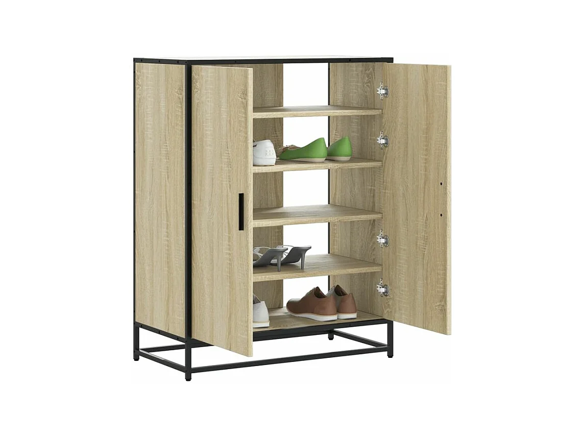 Armoire à chaussures chêne sonoma bois d'ingénierie et métal