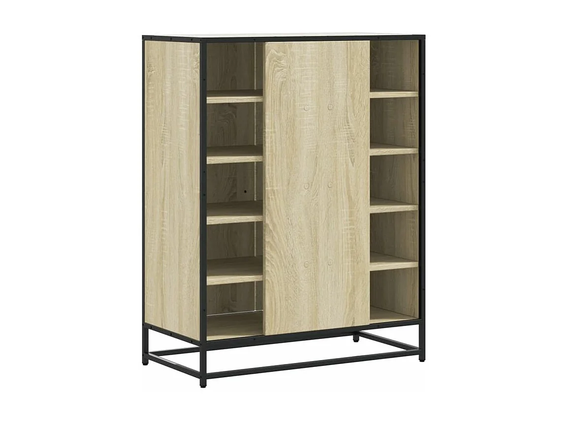 Armoire à chaussures chêne sonoma bois d'ingénierie et métal