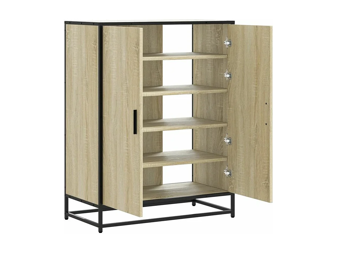 Armoire à chaussures chêne sonoma bois d'ingénierie et métal