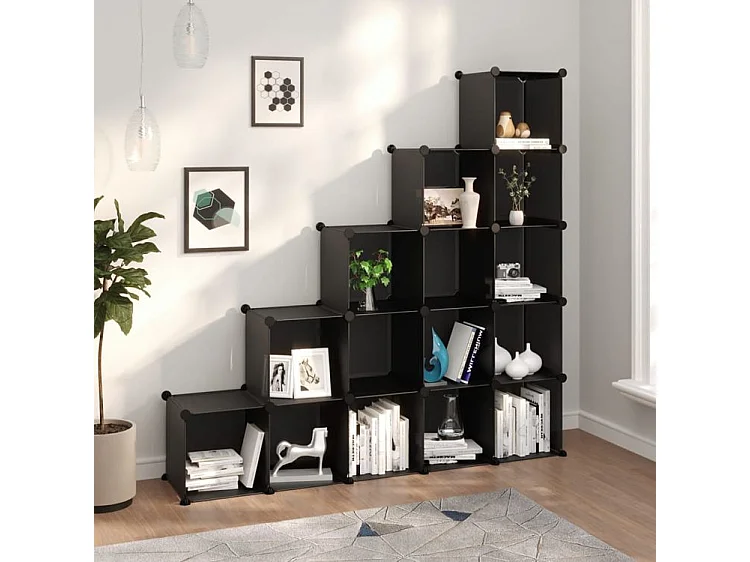 Cubes de rangement 15 pcs Noir PP