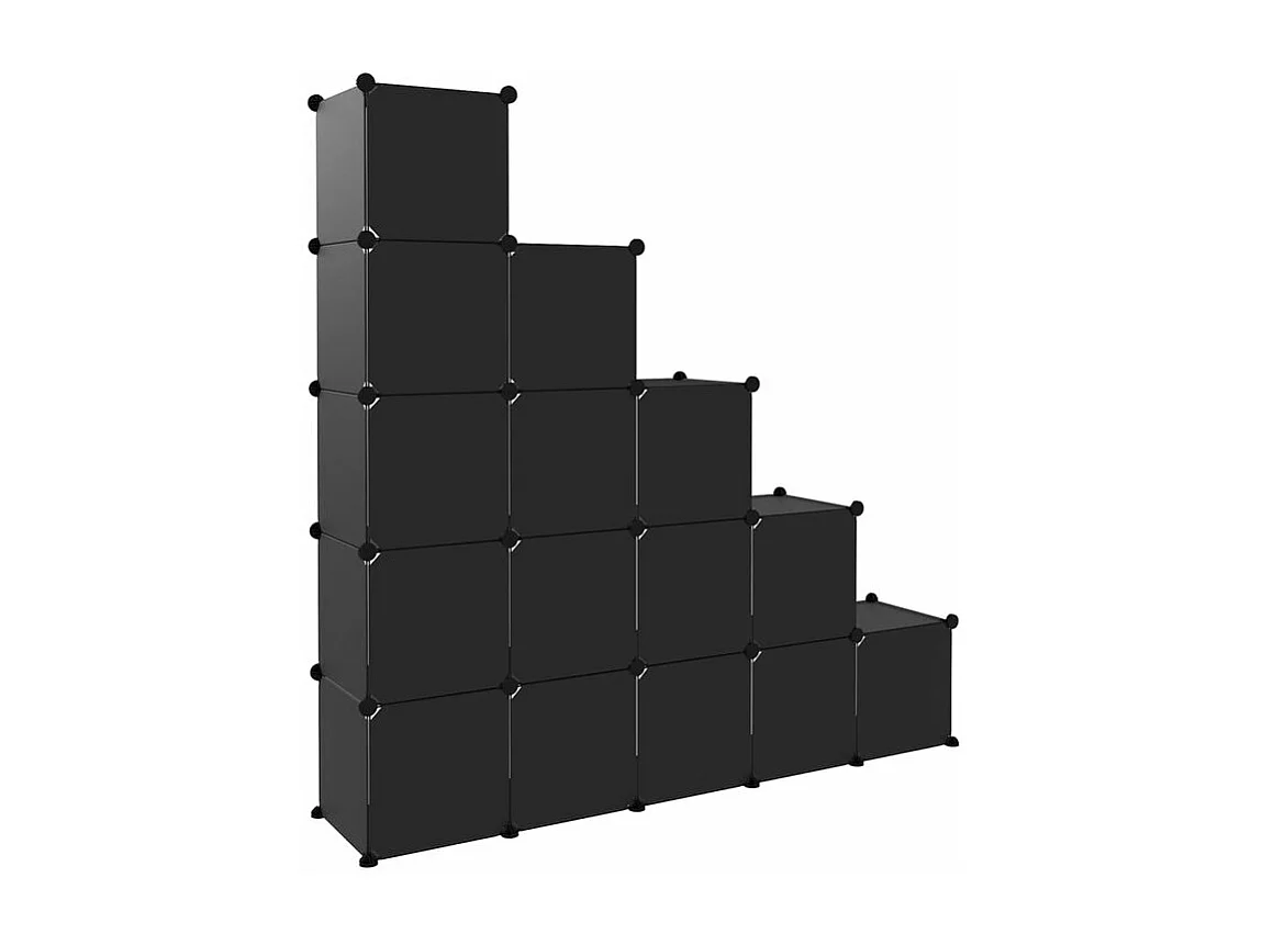 Cubes de rangement 15 pcs Noir PP