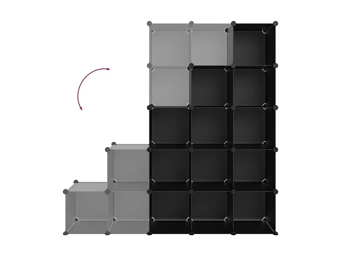 Cubes de rangement 15 pcs Noir PP