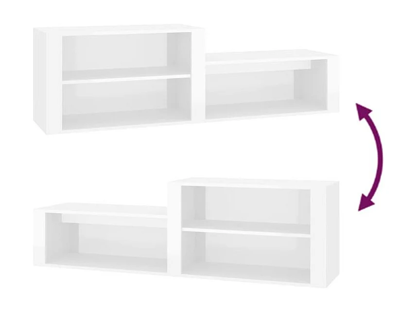 Armoire à chaussure Blanc brillant 150x35x45 Bois ingénierie