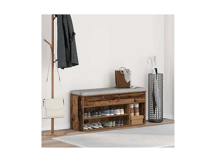 Banc à chaussures vieux bois 102x30,5x45 bois d'ingénierie