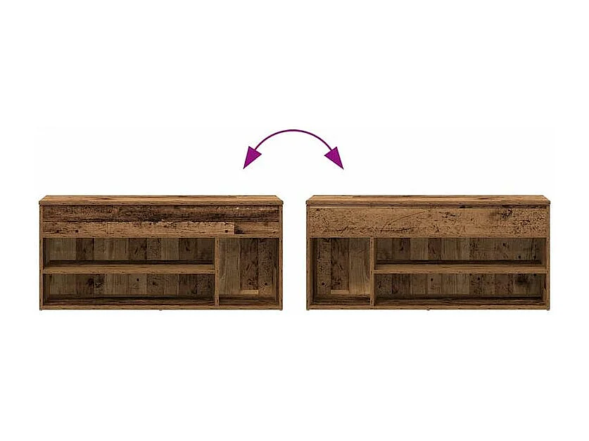 Banc à chaussures vieux bois 102x30,5x45 bois d'ingénierie