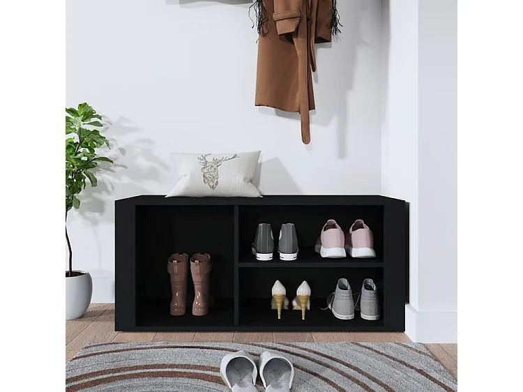 Armoire à chaussures Noir 100x35x45 Bois d'ingénierie
