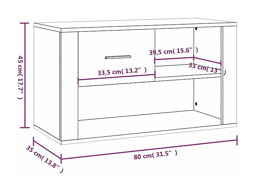 Armoire à chaussures Noir 80x35x45 Bois d'ingénierie