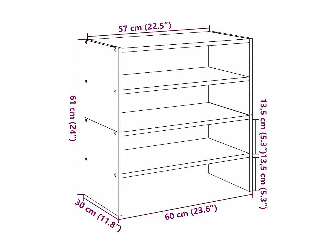 Étagères à chaussures 2 pcs empilable blanc 60x30x30,5
