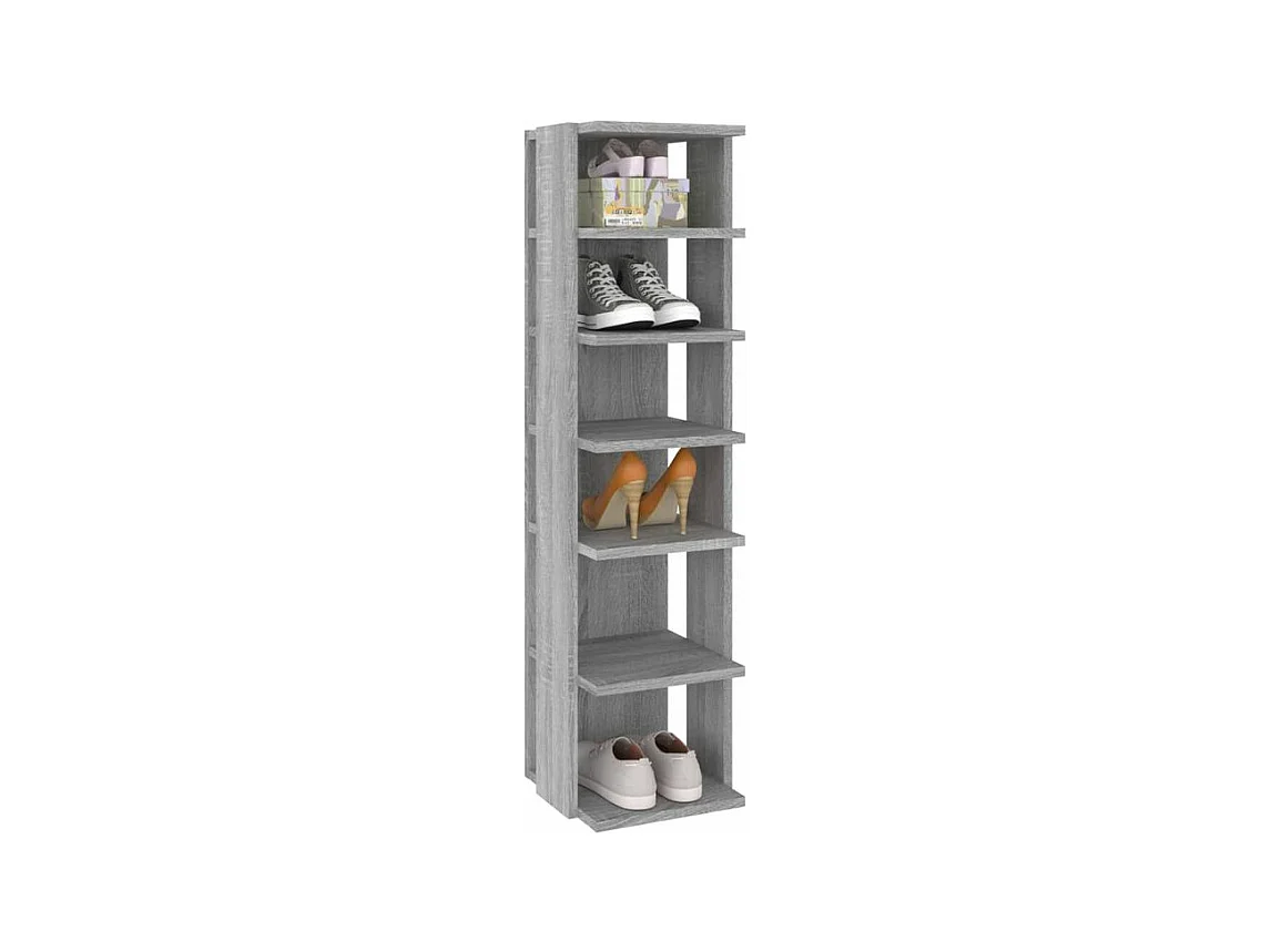 Étagère à chaussures Opka H 102cm - 6 niveaux-Couleur Chêne gris