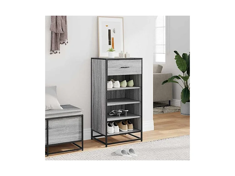 Étagère à chaussures sonoma gris 48x38x97,5 bois ingénierie
