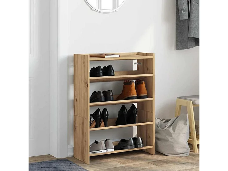 Étagère à chaussures chêne artisanal bois d'ingénierie