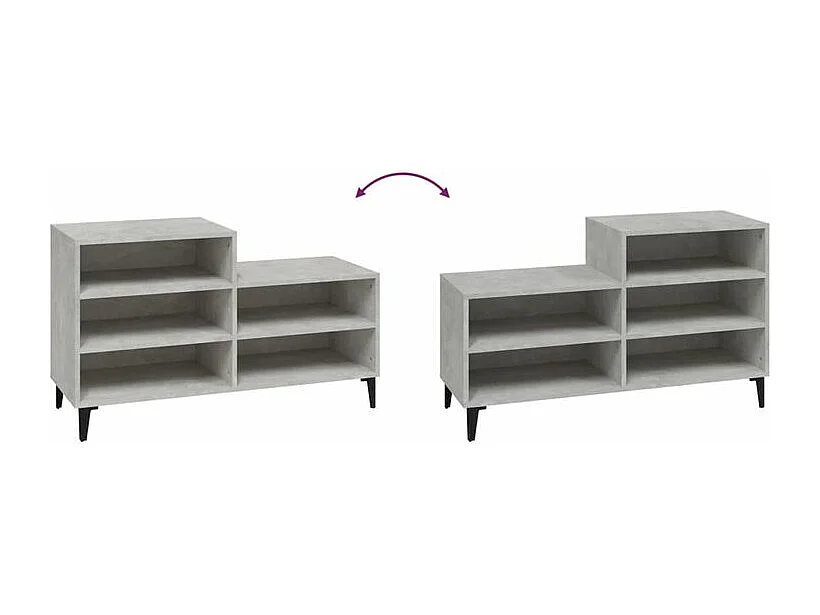 Armoire à chaussures Gris béton 102x36x60 Bois d'ingénierie