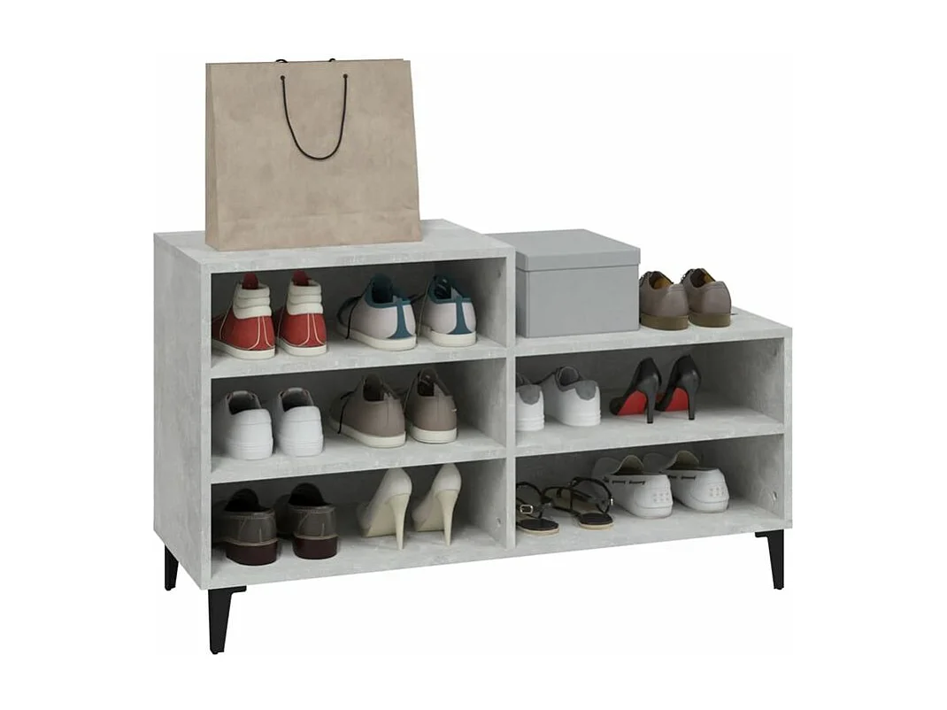 Armoire à chaussures Gris béton 102x36x60 Bois d'ingénierie