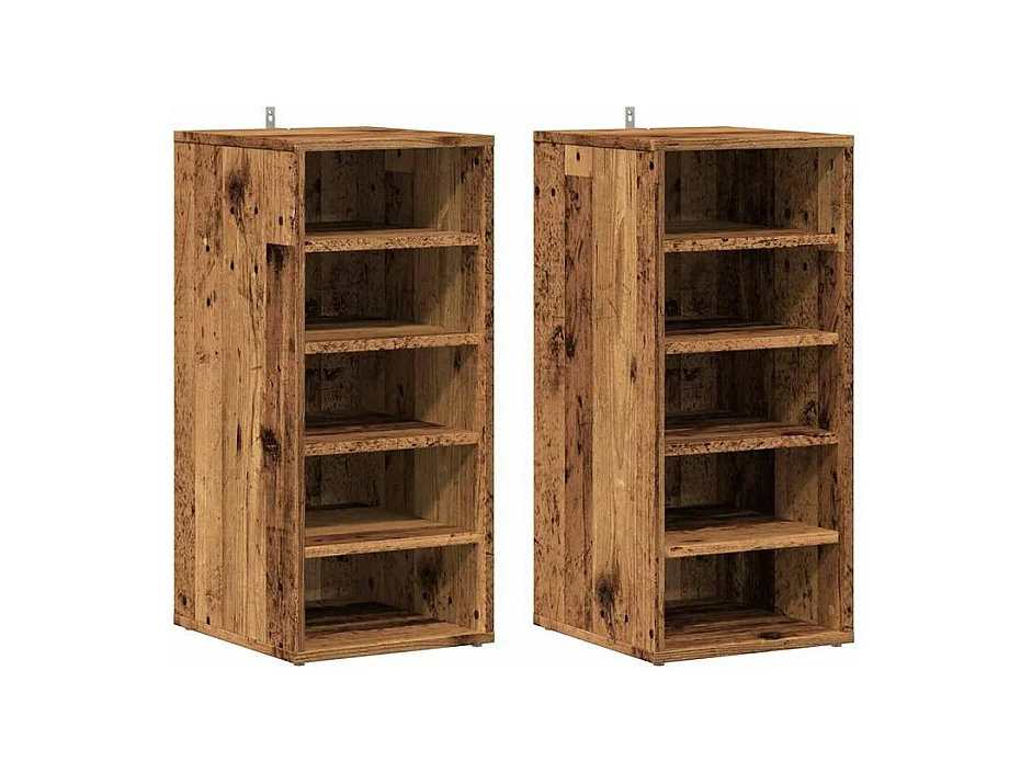 Armoires à chaussures 2 pcs vieux bois bois d'ingénierie