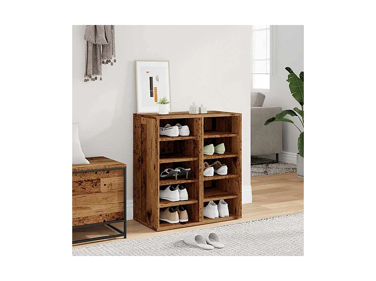 Armoires à chaussures 2 pcs vieux bois bois d'ingénierie