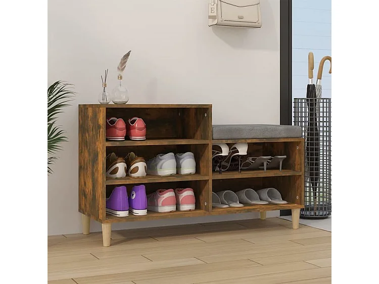 Armoire à chaussures Chêne fumé 102x36x60 Bois d'ingénierie