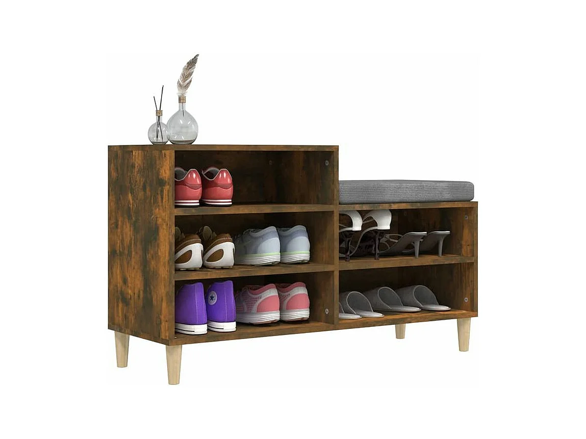 Armoire à chaussures Chêne fumé 102x36x60 Bois d'ingénierie
