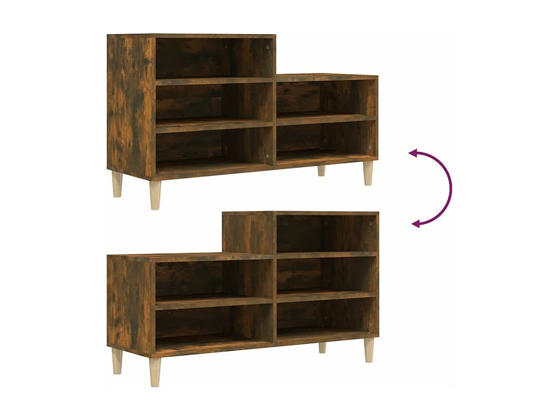 Armoire à chaussures Chêne fumé 102x36x60 Bois d'ingénierie