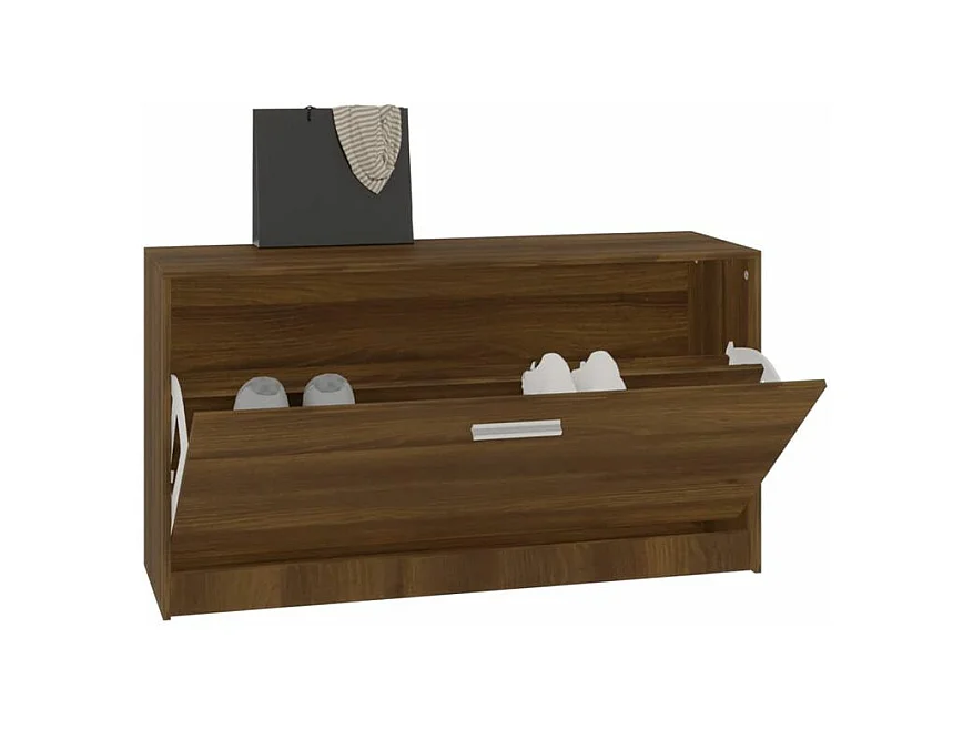 Meuble à chaussures 1 porte rabattable Venta - Version classique-Couleur Noyer