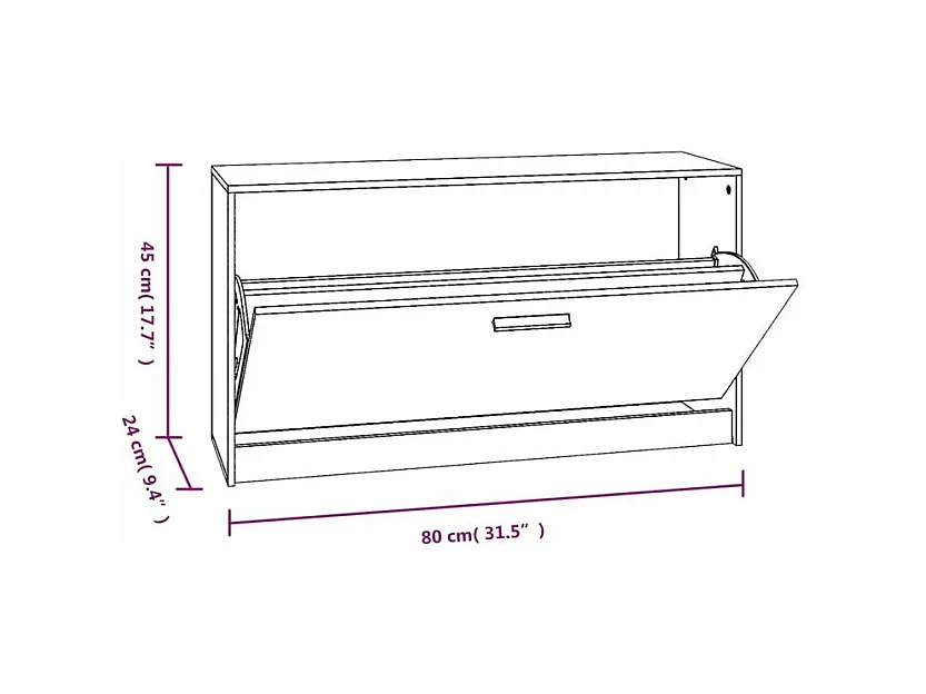 Meuble à chaussures 1 porte rabattable Venta - Version classique-Couleur Noyer
