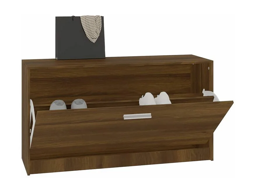 Meuble à chaussures 1 porte rabattable Venta - Version classique-Couleur Noyer