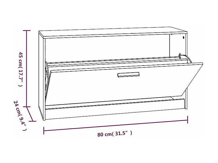 Meuble à chaussures 1 porte rabattable Venta - Version classique-Couleur Noyer