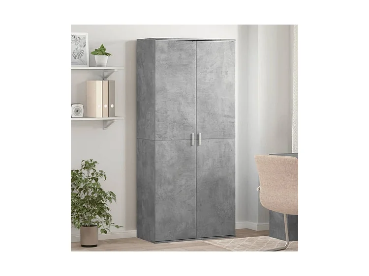 Armoire à chaussures Gris béton 80x39x178 Bois d'ingénierie