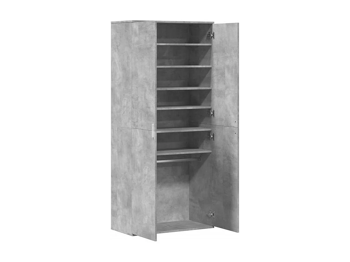 Armoire à chaussures Gris béton 80x39x178 Bois d'ingénierie