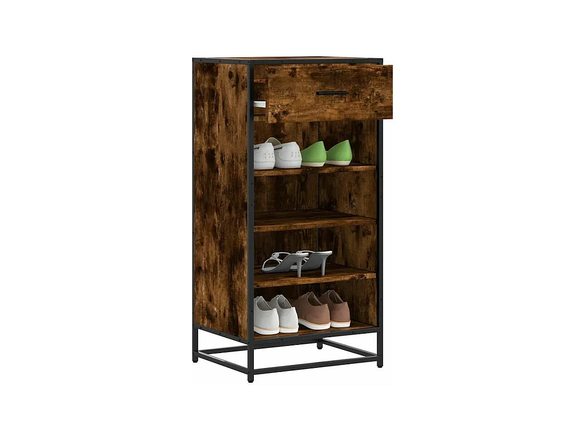 Étagère à chaussures chêne fumé 48x38x97,5 bois d'ingénierie
