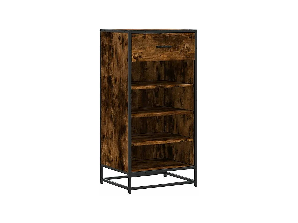 Étagère à chaussures chêne fumé 48x38x97,5 bois d'ingénierie