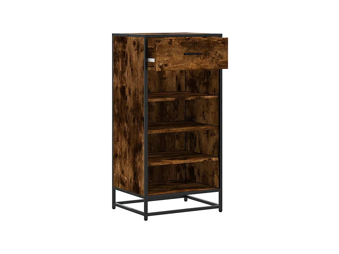 Étagère à chaussures chêne fumé 48x38x97,5 bois d'ingénierie