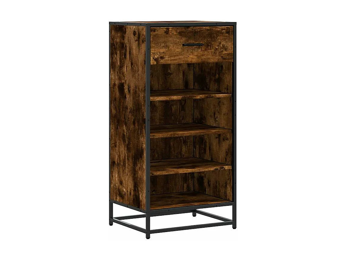 Étagère à chaussures chêne fumé 48x38x97,5 bois d'ingénierie