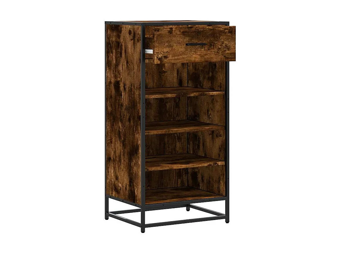 Étagère à chaussures chêne fumé 48x38x97,5 bois d'ingénierie