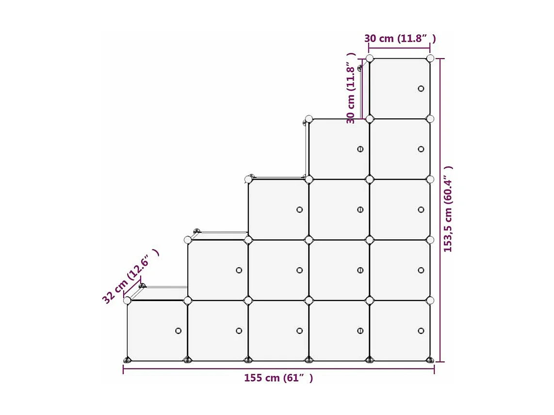 Cubes de rangement 15 pcs avec portes Transparent PP