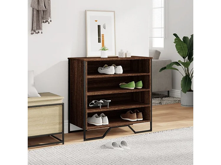 Armoire à chaussures chêne marron 80x38x78 bois d'ingénierie