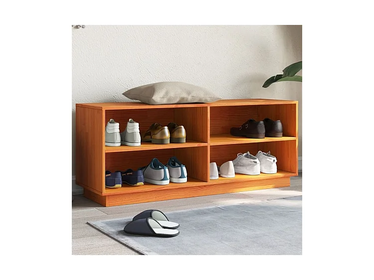 Armoire à chaussures cire marron 110x34x45 bois pin massif
