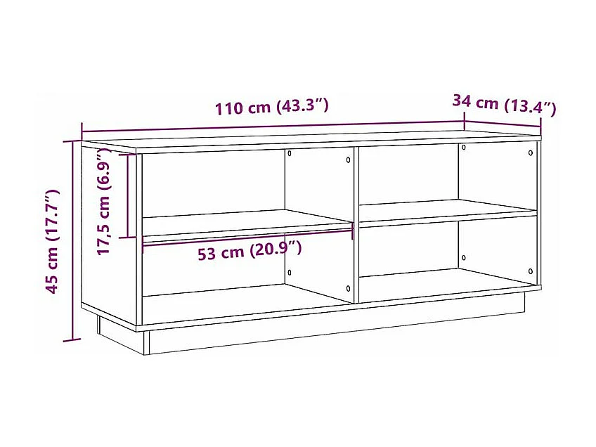 Armoire à chaussures cire marron 110x34x45 bois pin massif