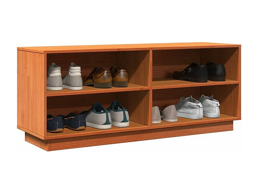 Armoire à chaussures cire marron 110x34x45 bois pin massif
