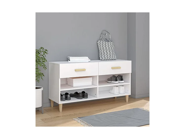 Armoire à chaussures Blanc 102x35x55 Bois d'ingénierie