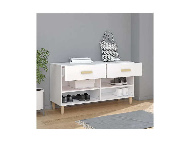 Armoire à chaussures Blanc 102x35x55 Bois d'ingénierie