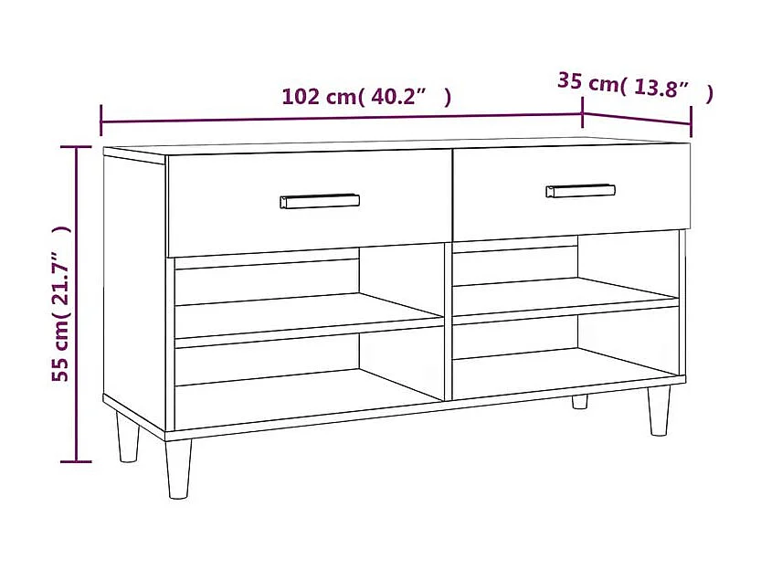 Armoire à chaussures Blanc 102x35x55 Bois d'ingénierie
