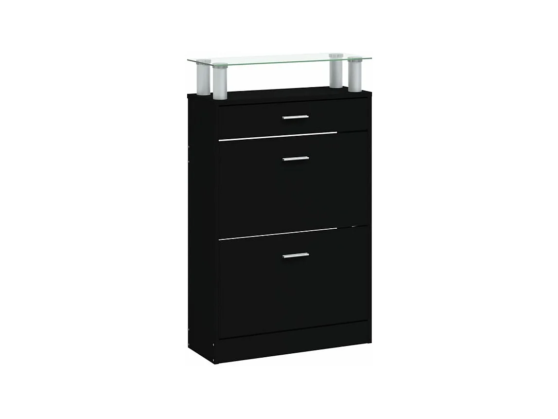 Armoire à chaussures Noir 63x24x104 Bois d'ingénierie