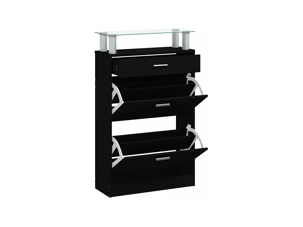 Armoire à chaussures Noir 63x24x104 Bois d'ingénierie